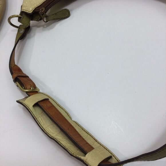 Brahmin Women Amira Hobo Shoulder Bag Leather Croc Embossed Brown Cream Metallic - Picture 9 of 14